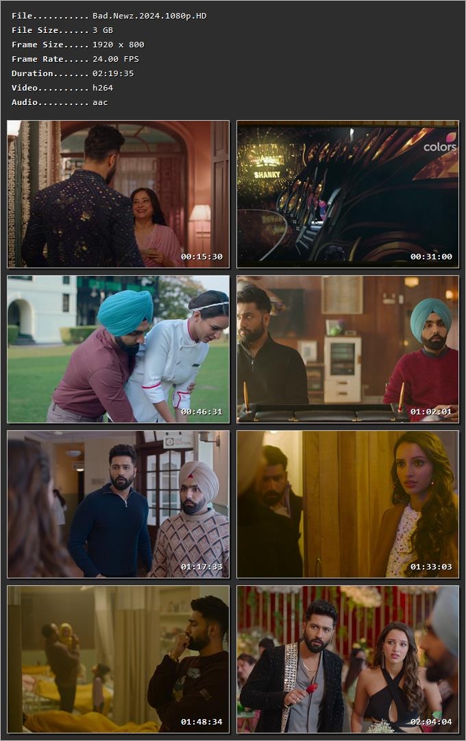 Bad Newz 2024 Hindi HDRip 720p – 480p – 1080p Screenshot