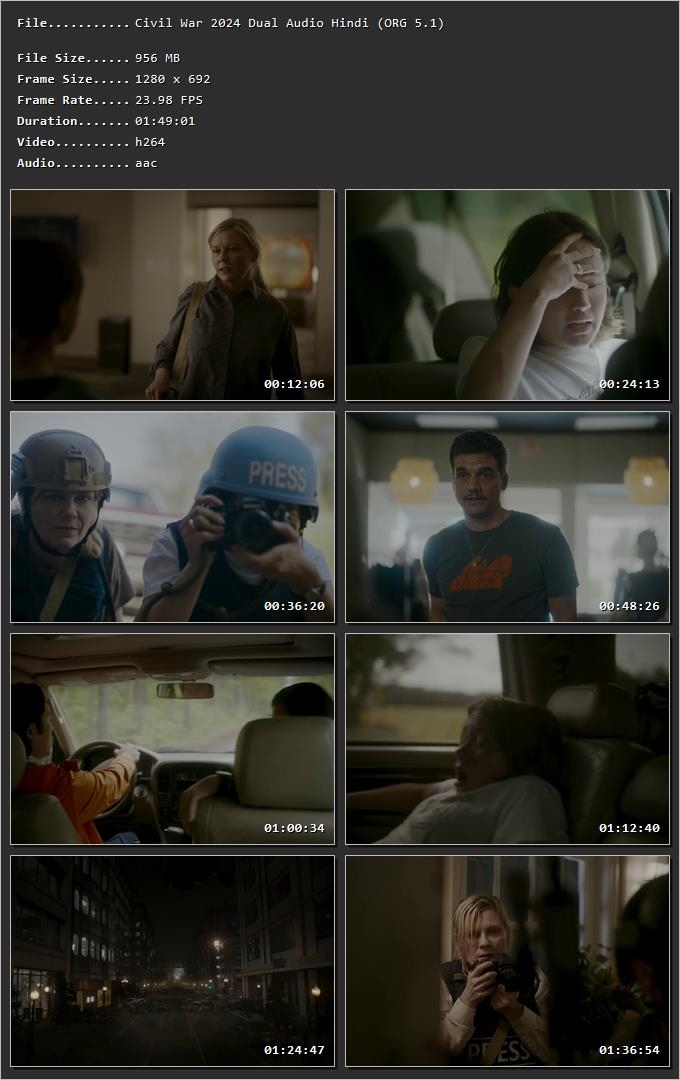 Civil War 2024 Hindi Dual Audio HDRip 1080p – 720p – 480p Screenshot