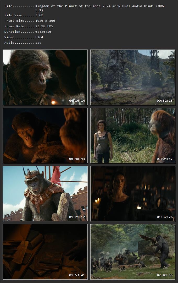 Kingdom of the Planet of the Apes 2024 Hindi (Org) Dual Audio HDRip 720p – 480p – 1080p Screenshot