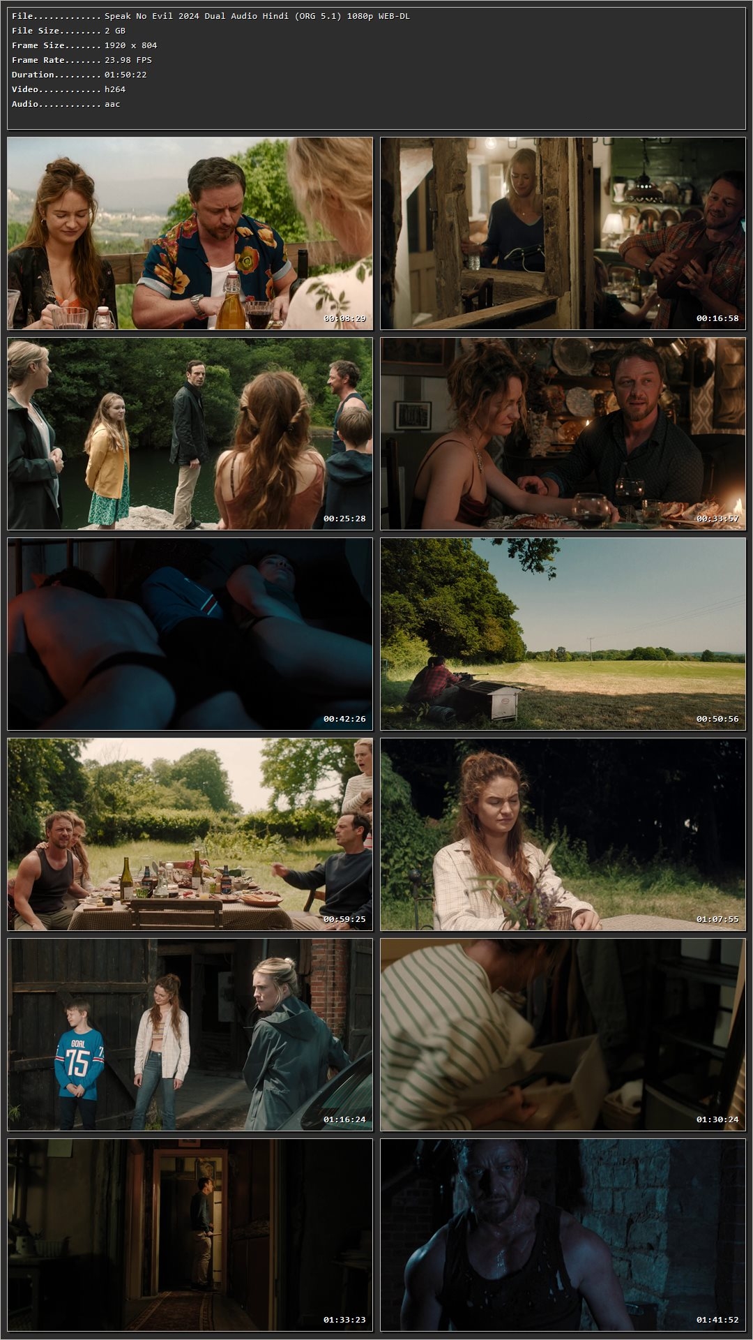 Speak No Evil 2024 Hindi Dual Audio HDRip 1080p - 720p - 480p Screenshot